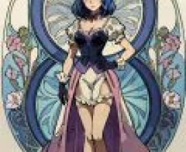 THE iDOL MSTER，一位身穿皇室服飾的藍髮女子。