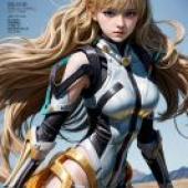 Angela Balzac，一個金髮女孩，身穿背心和漁網襪。