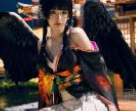Nyotengu Traditional，Dead or Alive，A young girl is posing with winged arms on her shoulders.