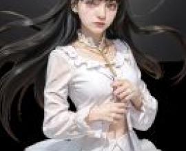 安妮（食戟之靈），一位身穿白色洋裝、留著黑色長髮的女孩。