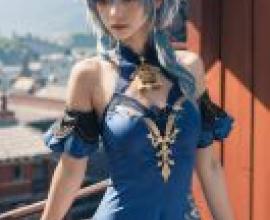 甘宇，《原神》，一個頭上長角的藍色女孩。