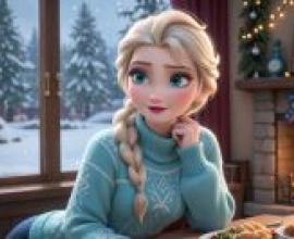 Frozen cozy elsa，The snow white girl is happy.