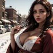 Snowscape Elegance - Free Kimono Beauty in the Snow Wallpaper