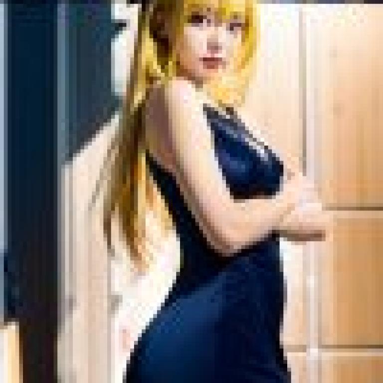 Yami Golden Darkness，Model wearing blue dress for Roxor.