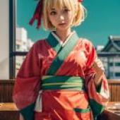 手機桌布，錦木千束 (Chisato Nishikigi)，寫實，這位女士穿著日本傳統和服。