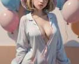 White Rabbit in a Dream，A girl in pajamas is smiling with her hands to her sides.