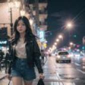 Computer desktop， live version， photo beauty， city night Korean beauty