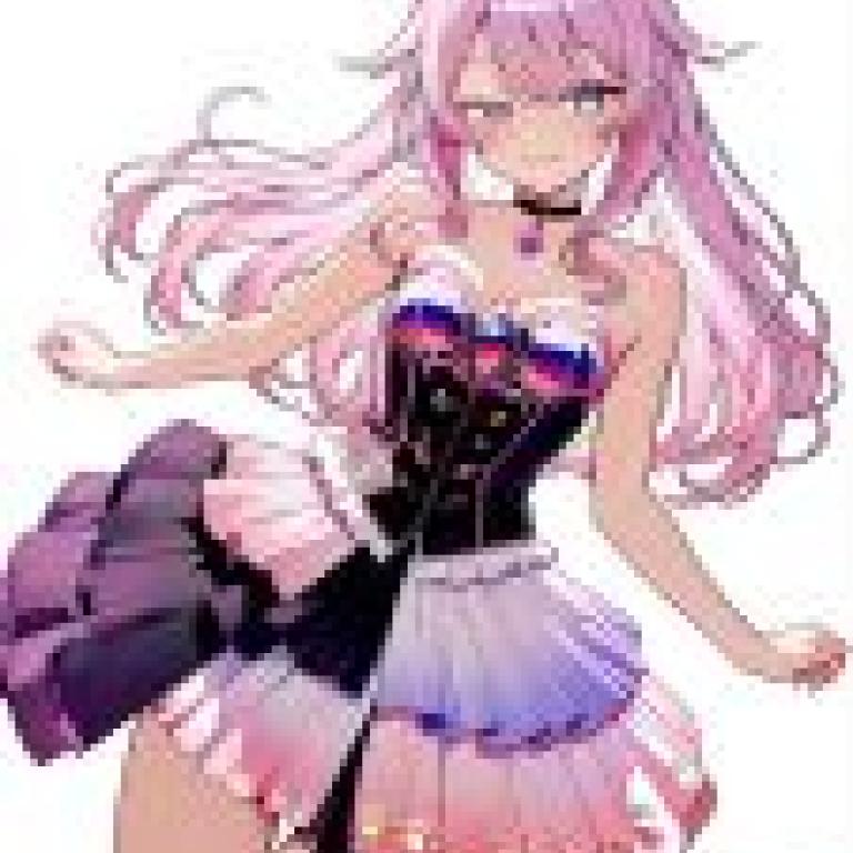 Dynamic outfits，Pink cat with black dress.