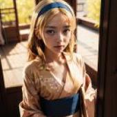 Aleksandra Pokryshkin Brave WitchesA girl wearing blue headband and gold dress.