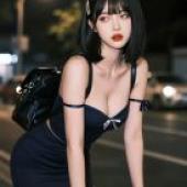 ZIT TRY01，女子身穿黑色連身裙，佩戴項鍊。