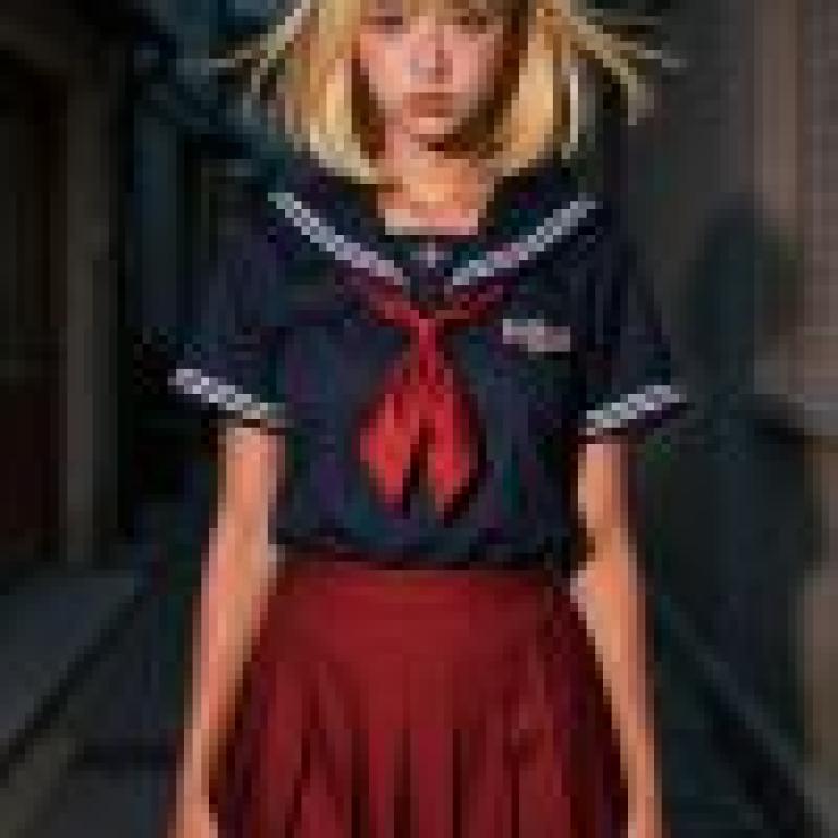 女孩們，一個金髮女孩，穿著藍色水手服。