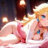 Princess Peach，A woman with blonde hair and pink dress.