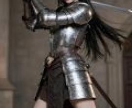 復興公主，身穿銀色胸甲、手持長劍的女子。