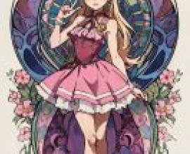 saint flying feather butterfly angel Pretty Cure，一個帶著粉紅色蝴蝶結的女孩。