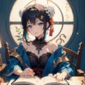 圖書館女孩，女孩正在畫畫。