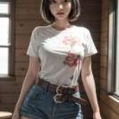 Selene Lovely Luna，Pokemon，A young woman wearing denim shorts.