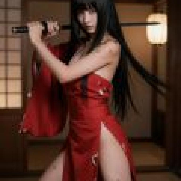 古代日本女刺客，手持黑劍的少女。