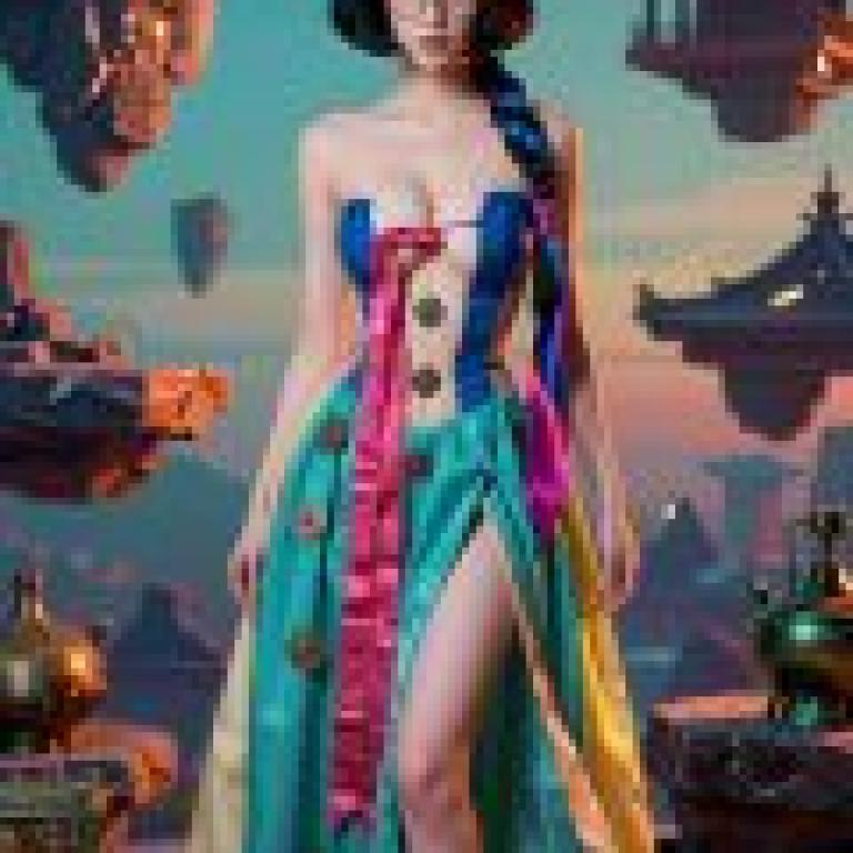 崑崙山女神，這名女子身穿裙子。