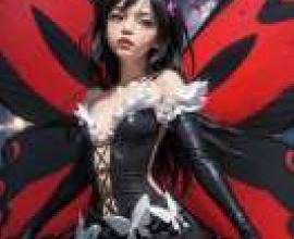 黑雪姬 Accel World 加速世界，穿著蜻蜓裙的少女張開雙臂站立。