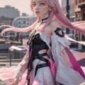 Honkai Star Rail Fu Xuan，A girl in pink and white dress.