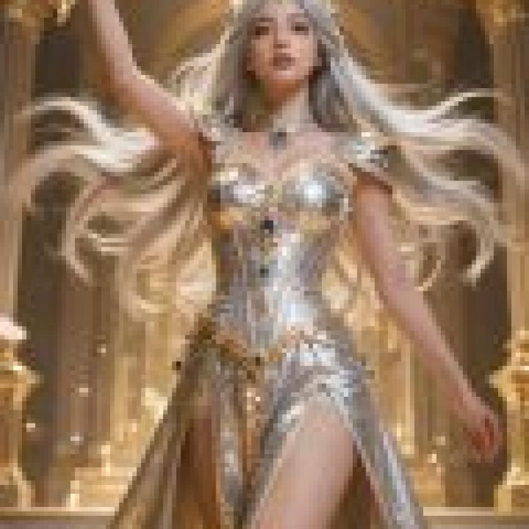 女神的恩典，這位女子有著一頭長髮。