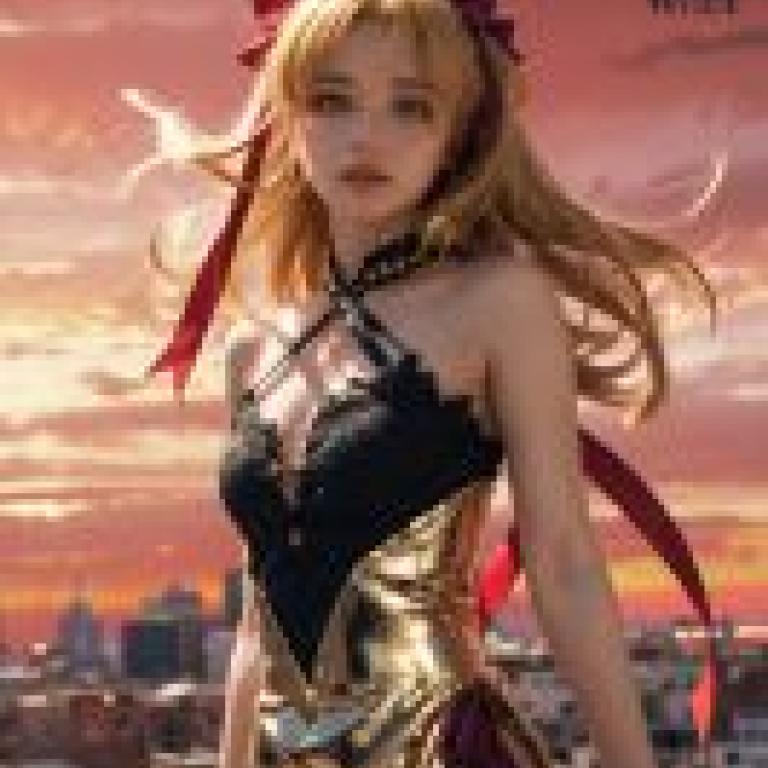 手機桌布，Fate エレシュキガル(埃列什基伽勒)，Ereshkigal，寫實，身穿金色洋裝的女子