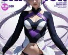 Yukine Chris Senki Zesshou Symphogear Yukine Chris，symphogear，A woman with purple hair on the front of a magazine cover.