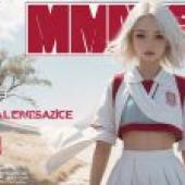 Computer wallpaper， magazine cover photo of white-haired beauty， real person， realistic anime magazine beauty