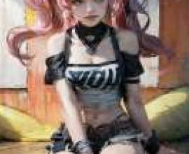 妮可·德瑪拉（Nicole Demara）Zenless Zone Zero，坐在長凳上、穿著粉紅色頭髮的女孩。