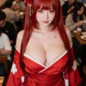 ZIT 01，A red haired woman in Japanese attire.