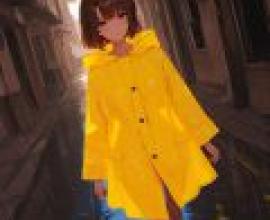 TA 09.jpg，A girl in a yellow raincoat.