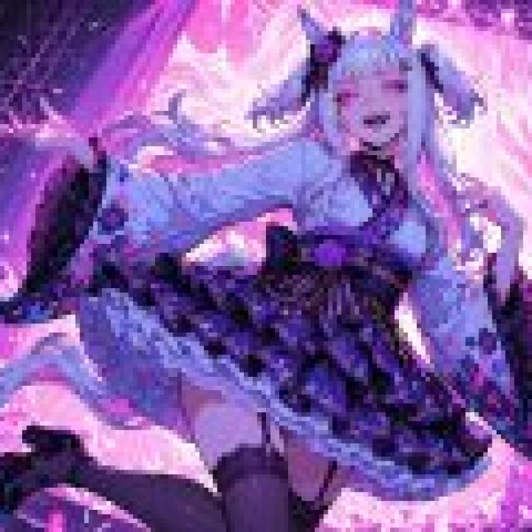魔法貓女，紫色螢幕上的動漫女孩。