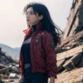 Misato Katsuragi，Neo Gnesis Evangelion，Woman in red jacket with black hair.