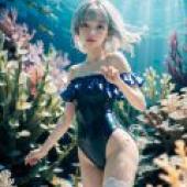 Mermaid，Blue bathing suit， white lace undergarments， and blonde hair on the cover of Mast.