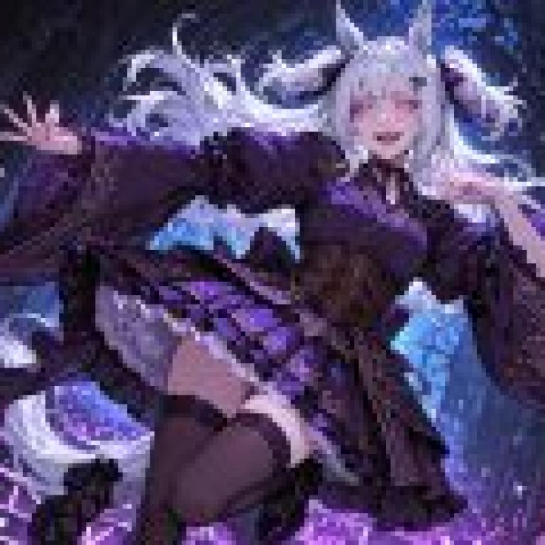 魔法貓女，一個穿著紫色洋裝、有白色頭髮的女孩。