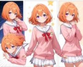 Hoto kokoa 是「請問您有兔子嗎？」姊妹們穿著粉紅色衣服擺姿勢拍節日賀卡。