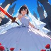 Battle Bride，Wedding Princess Anime Poster with red roses.