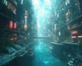 現代亞特蘭提斯幻象，一座擁有藍色水域的城市。