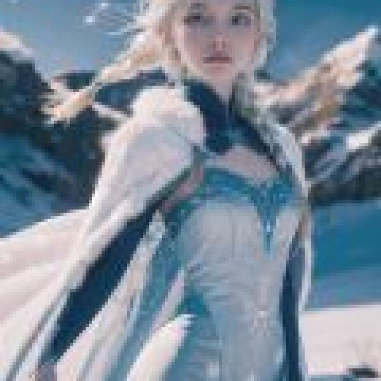 Elsa de Frozen，A girl with blond hair and a blue dress.