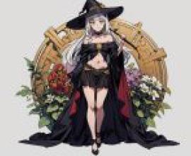 Magical Girl,A girl witch wearing black dress and black hat.