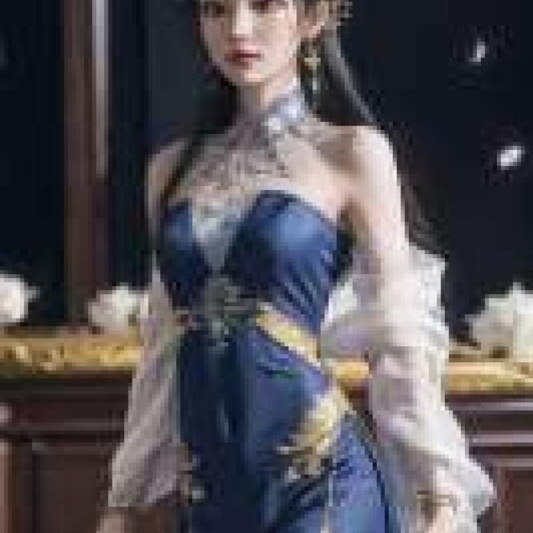 Li Muwan，A woman in blue dress.