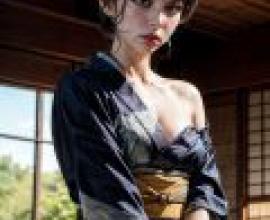 Sumie Takayanagi Mistreated Bride，A woman in Japanese attire standing outdoors.