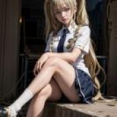 Leila Malcal Code Geass Akito the ExiledA girl with blue hair and a ponytail.