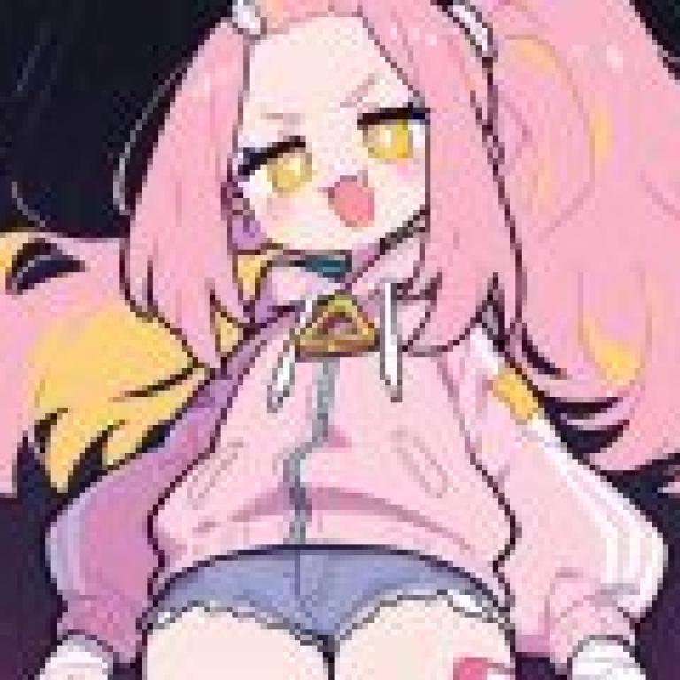 捏臉女孩，粉紅色頭髮，穿著粉紅色外套的女孩。