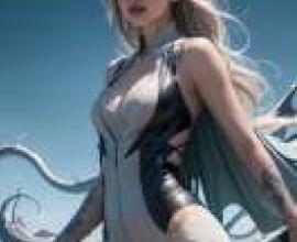 利維坦神話生物，海洋中的女孩。