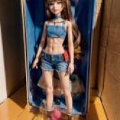 Mobile phone wallpaper， doll set， realistic， doll wearing blue clothes.