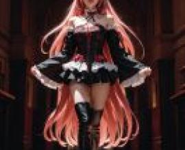 krul tepes，Seraph of the End，A woman in a pink wig stands in a hallway.