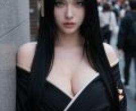 ZIT 01，A woman with black hair and a kimono.