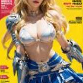 手機桌布，聖騎士paladin， 比基尼戰士，寫實，「遊戲封面」