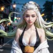 The blade of ghosts swims in Guo， live -action version， falling Ji， and the streets are charming: the blade of ghosts travels Guos real version， long -haired female falling Ji Qiao meets stone carving fantasy， fans qi role -playing.
